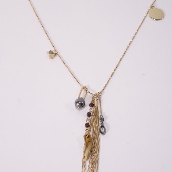 Banana Republic Multi Charm and Chain Horn and Leaf Pendant Necklace NWT 49.50 - Picture 4 of 4